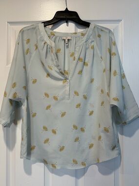 Joie Pale Blue Floral Split-Detail Blouse